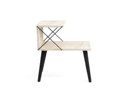 Table de chevet en bois "Cross" 50 x 40 x 55 cm - Travertin
