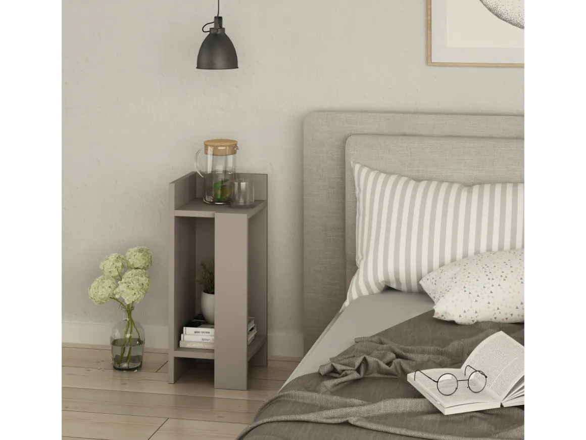 Table de chevet en bois "Elos Left" - 25 x 27 x 60 cm - Moka clair