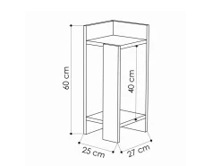 Table de chevet en bois "Elos Right" - 25 x 27 x 60 cm - Moka clair