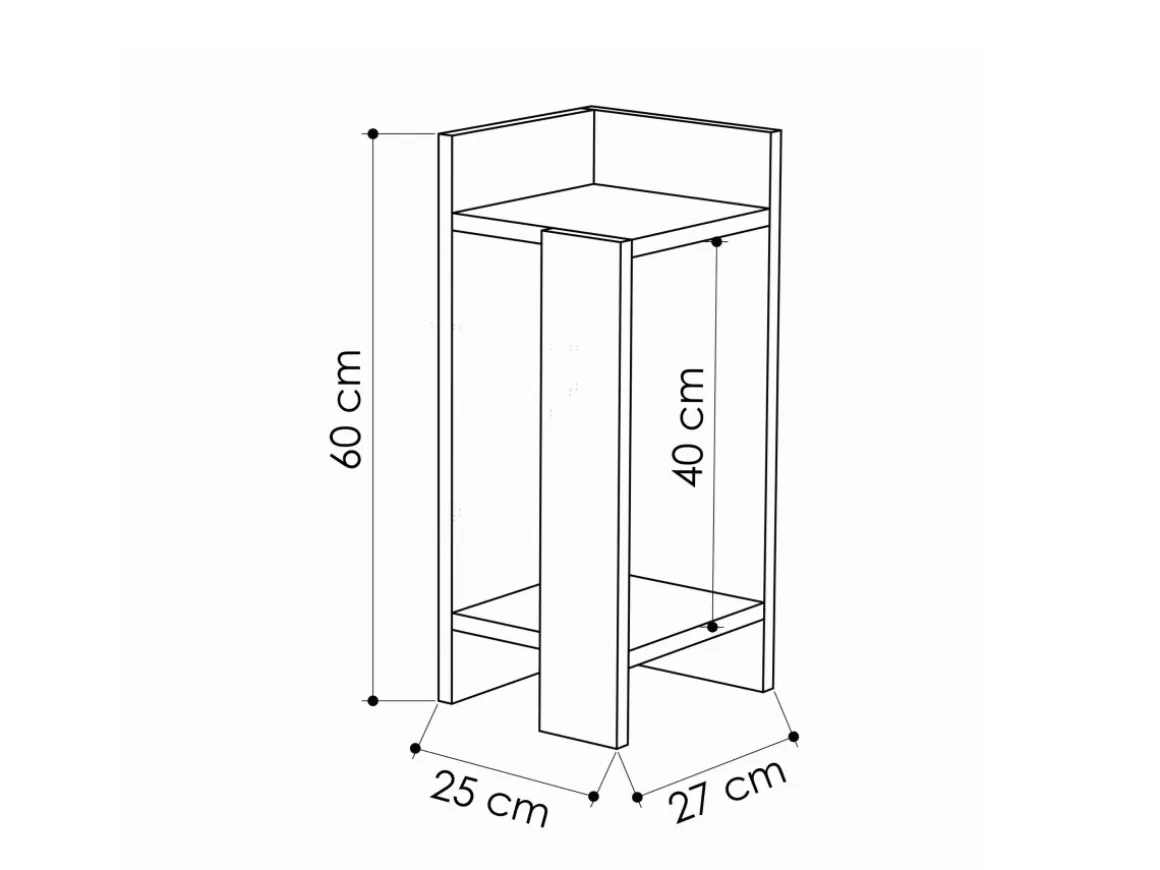 Table de chevet en bois "Elos Right" - 25 x 27 x 60 cm - Moka clair