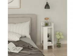 Table de chevet en bois "Elos Right" - 25 x 27 x 60 cm - Blanc