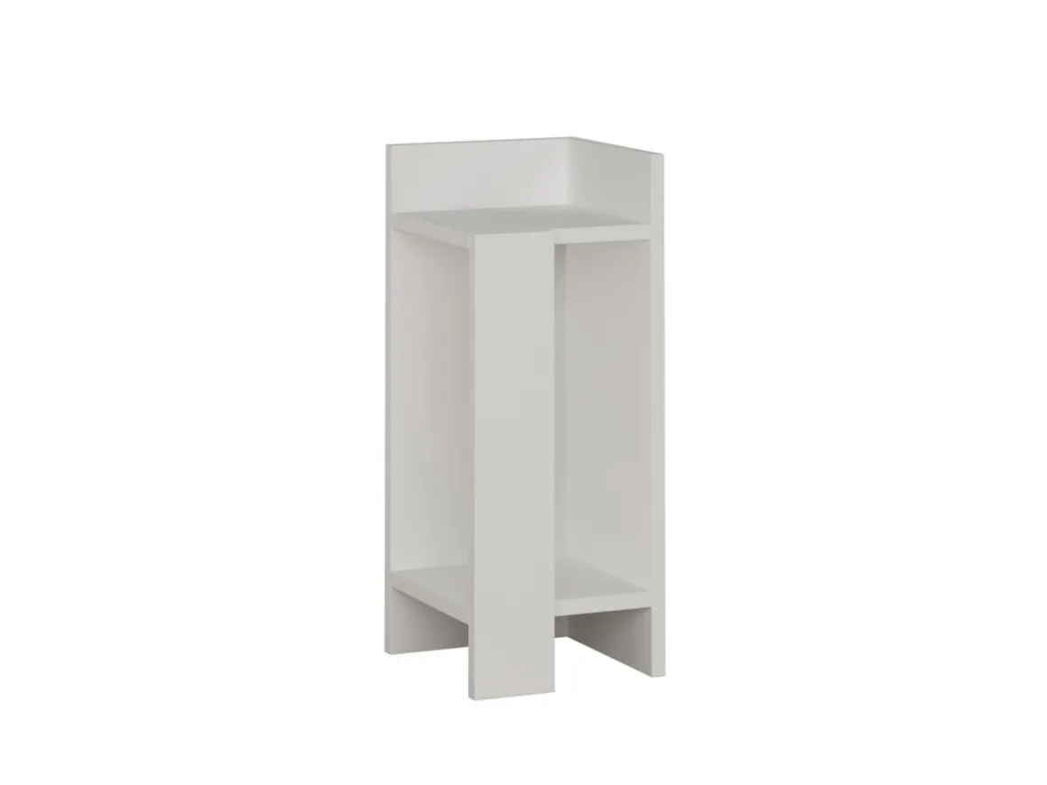 Table de chevet en bois "Elos Right" - 25 x 27 x 60 cm - Blanc