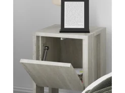 Table de chevet en bois "Ema" 30 x 30 x 55 cm - Travertin