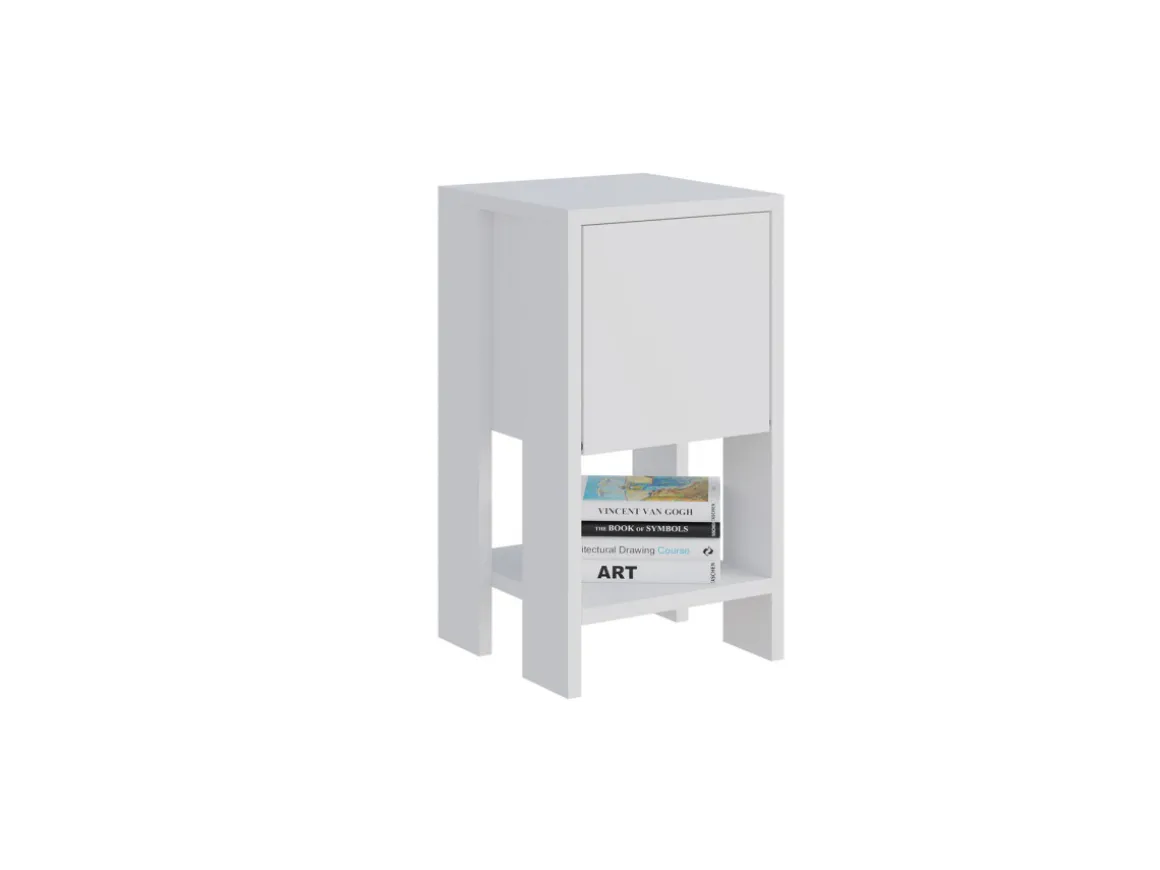 Table de chevet en bois "Ema" 30 x 30 x 55 cm - Blanc
