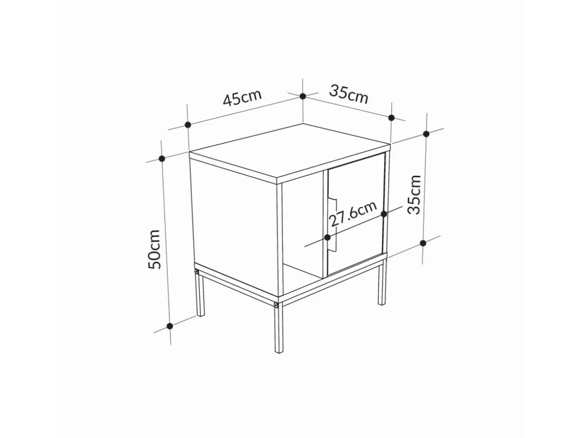Table de chevet en bois "Glynn" - 45 x 35 x 50 cm - Marron