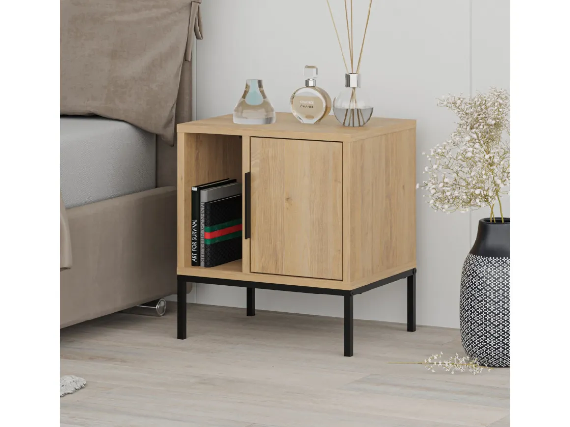 Table de chevet en bois "Glynn" - 45 x 35 x 50 cm - Marron
