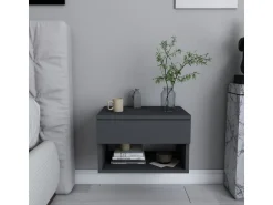 Table de chevet en bois "Jamot" - 45 x 29 x 32 cm - Gris anthracite