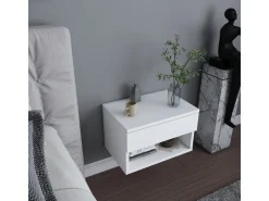 Table de chevet en bois "Jamot" - 45 x 29 x 32 cm - Blanc