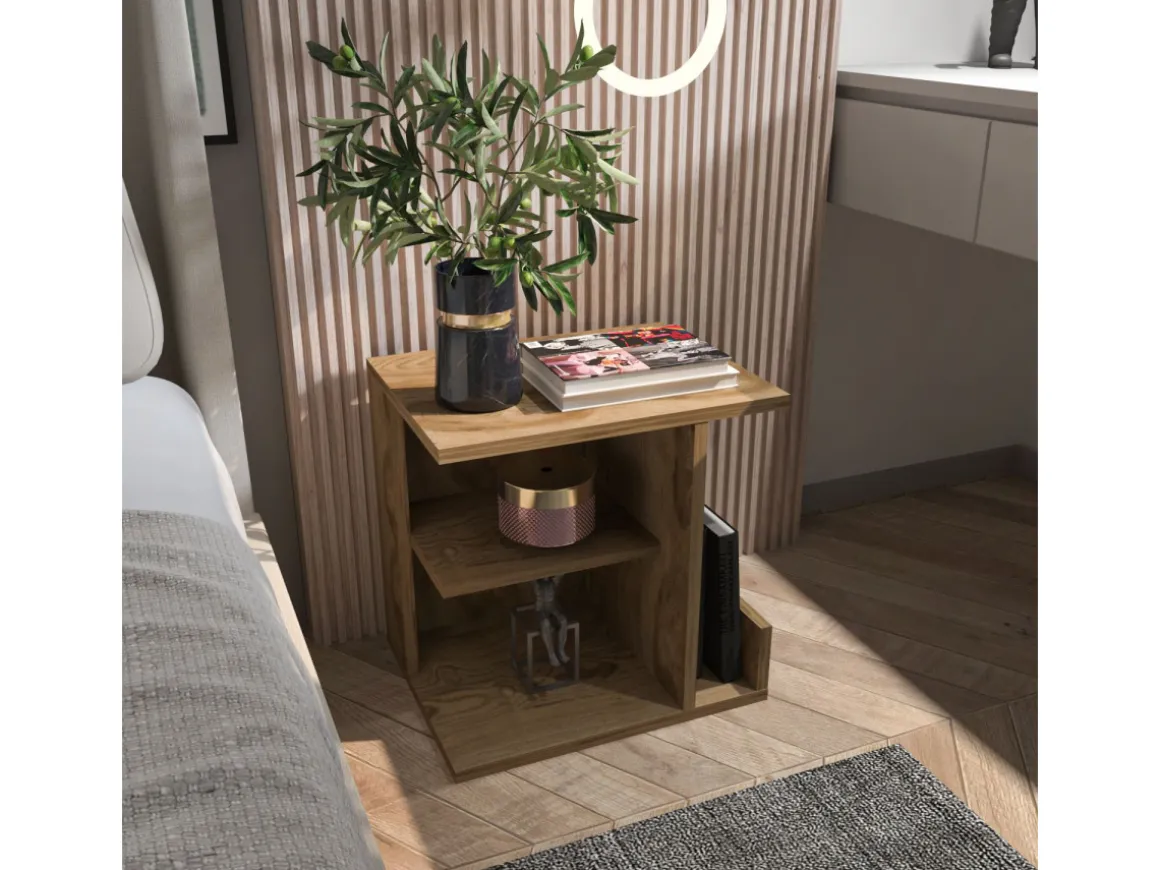 Table de chevet en bois "Karamira" - 45 x 35 x 45 cm - Marron