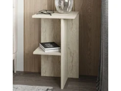 Table de chevet en bois "Leray" - 36 x 36 x 60 cm - Travertin