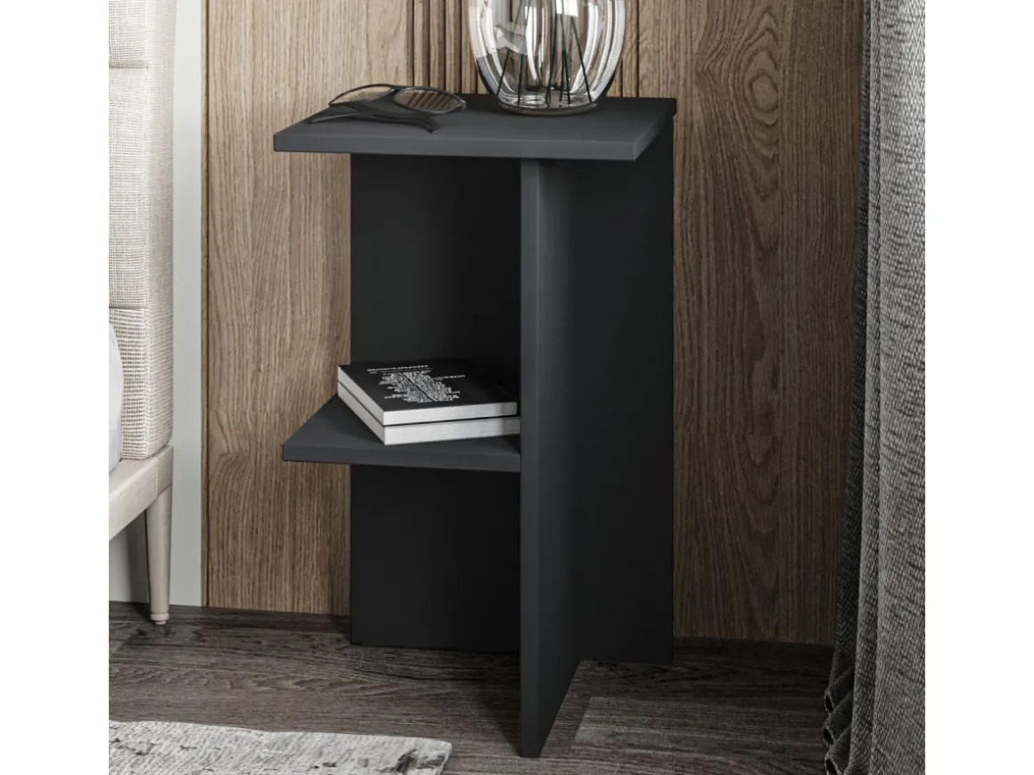 Table de chevet en bois "Leray" - 36 x 36 x 60 cm - Gris anthracite