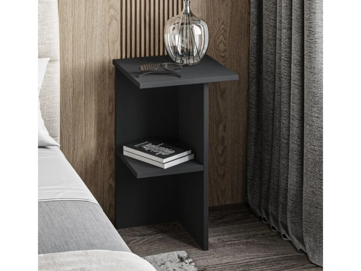 Table de chevet en bois "Leray" - 36 x 36 x 60 cm - Gris anthracite