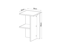 Table de chevet en bois "Leray" - 36 x 36 x 60 cm - Blanc