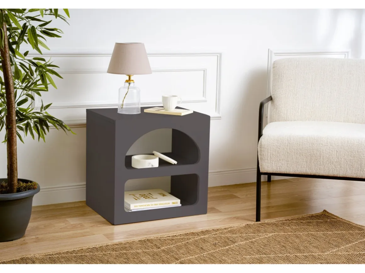 Table de chevet en bois "Lorin" - 50 x 40 x 50 cm - Gris anthracite