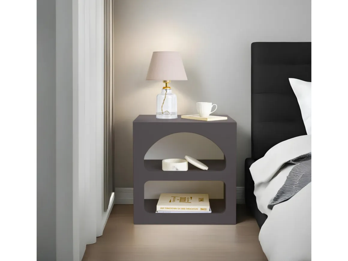Table de chevet en bois "Lorin" - 50 x 40 x 50 cm - Gris anthracite