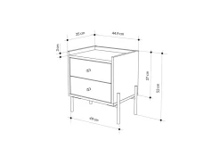 Table de chevet en bois "Malta" - 45 x 35 x 52 cm - Marron clair