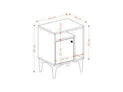 Table de chevet en bois "Nuno" - 40 x 35 x 55 cm - Beige
