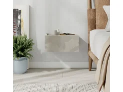 Table de chevet en bois "Onda" - 38 x 31 x 18 cm - Beige