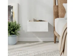 Table de chevet en bois "Onda" - 38 x 31 x 18 cm - Blanc