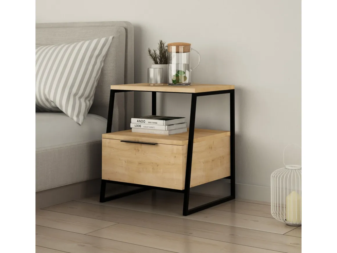 Table de chevet en bois "Pal" - 45 x 40 x 50 cm - Beige