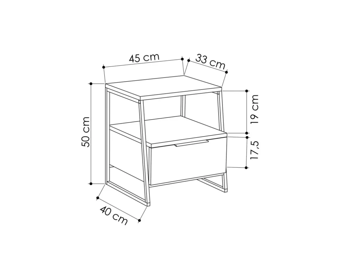 Table de chevet en bois "Pal" - 45 x 40 x 50 cm - Beige