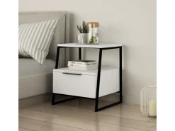 Table de chevet en bois "Pal" 45 x 41 x 50 cm - Blanc