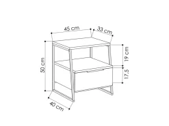 Table de chevet en bois "Pal" - 45 x 40 x 50 cm - Gris anthracite
