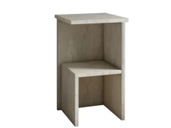 Table de chevet en bois "Roisin" - 30 x 30 x 50 cm - Travertin