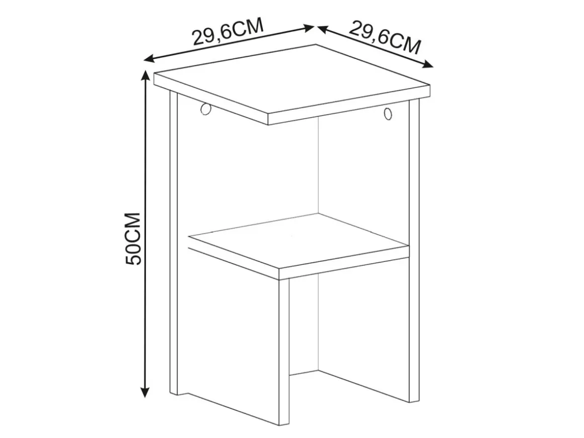 Table de chevet en bois "Roisin" - 30 x 30 x 50 cm - Travertin