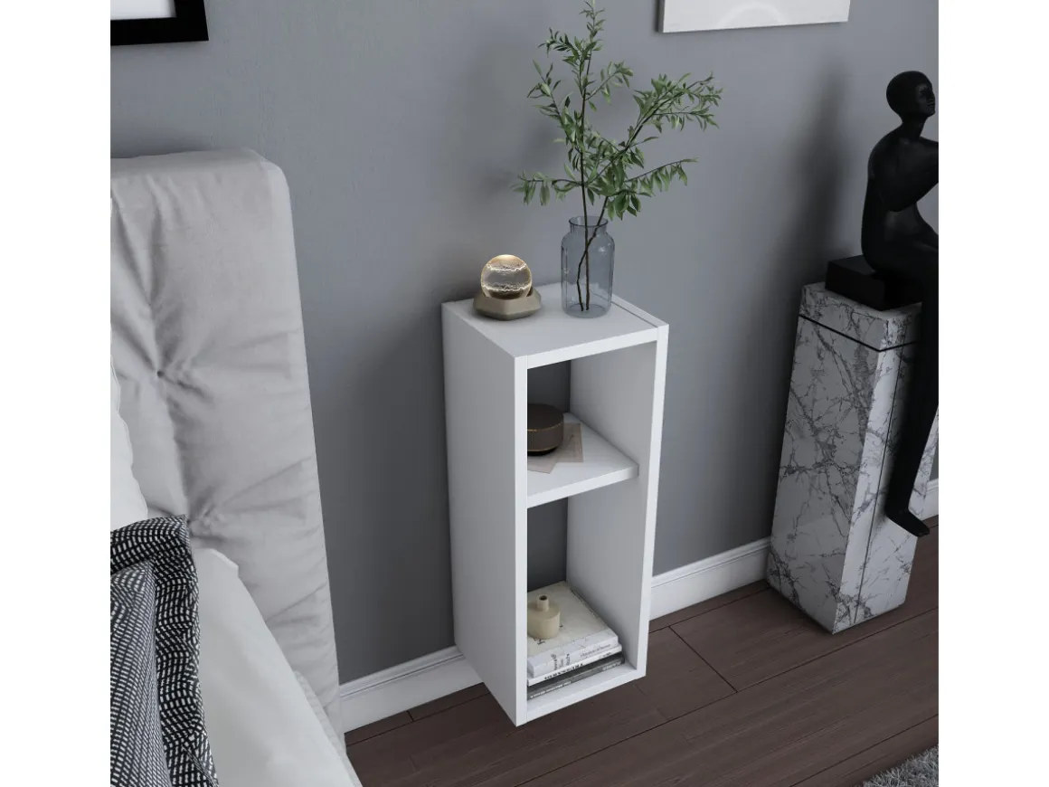 Table de chevet en bois "Sault" - 23 x 22 x 60 cm - Blanc