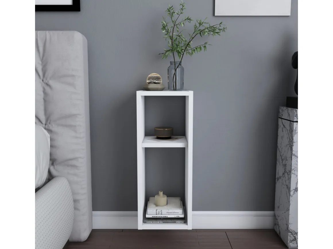 Table de chevet en bois "Sault" - 23 x 22 x 60 cm - Blanc
