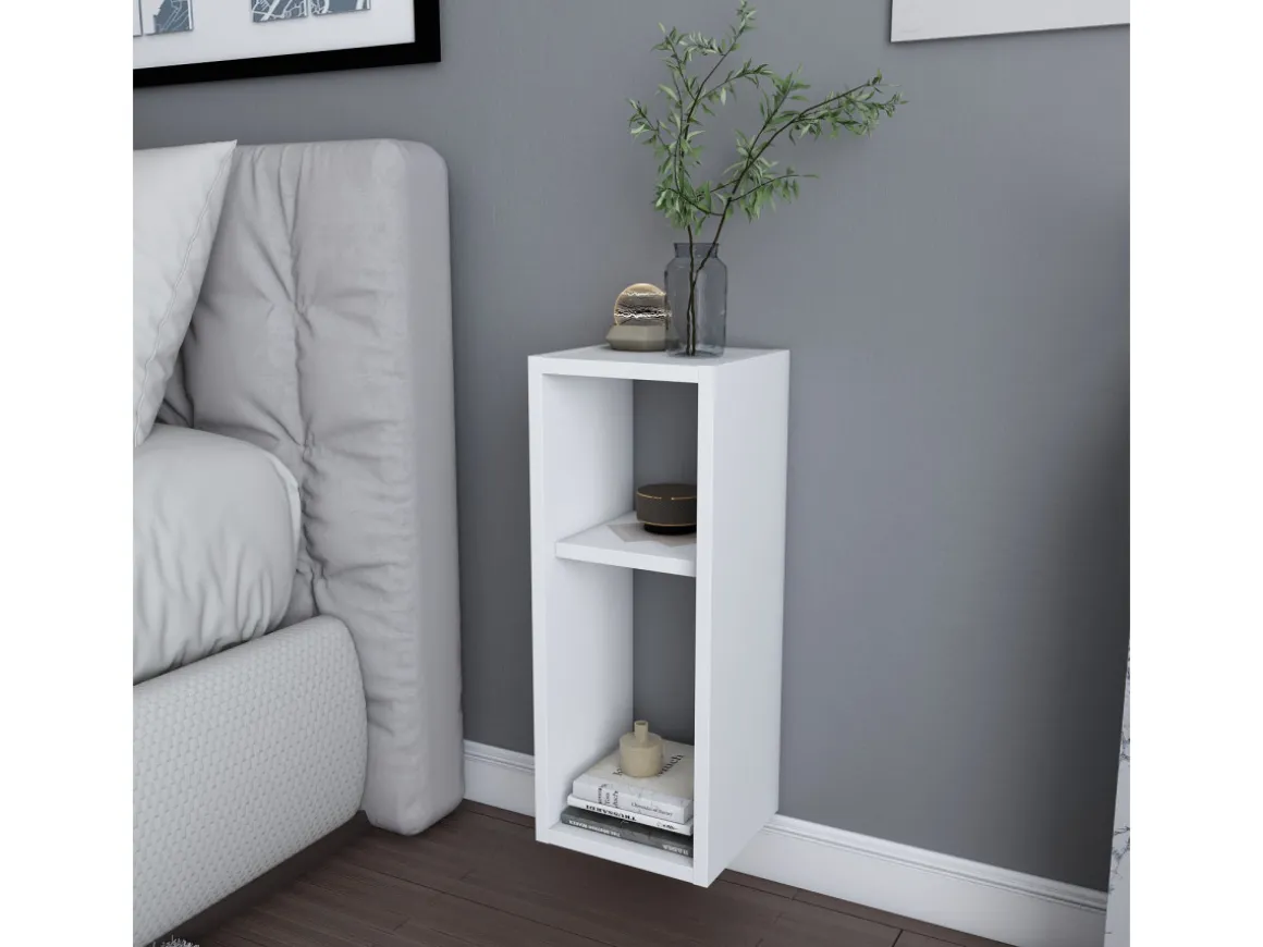 Table de chevet en bois "Sault" - 23 x 22 x 60 cm - Blanc