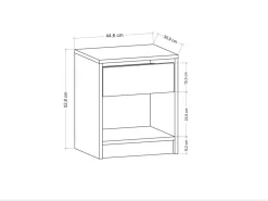 Table de chevet en bois "Sheridan" - 45 x 40 x 53 cm - Gris anthracite