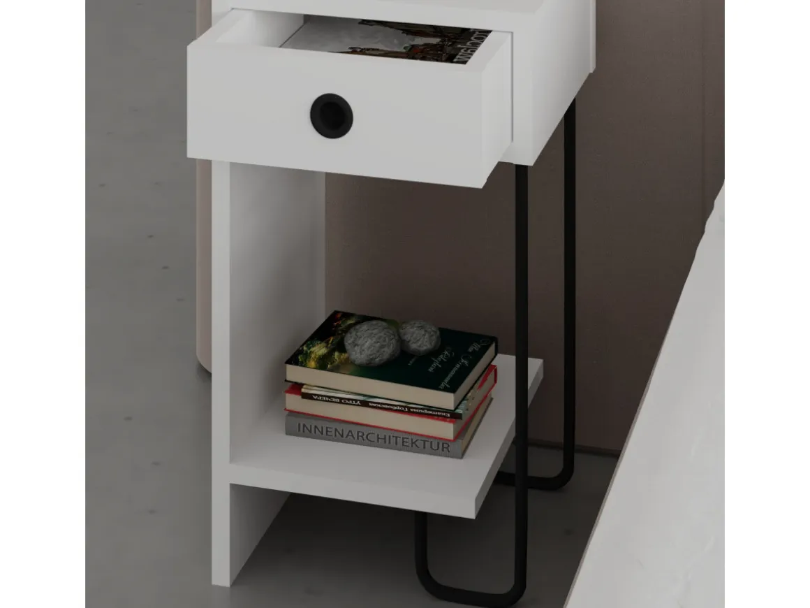 Table de chevet en bois "Sirius" - 32 x 30 x 61 cm - Blanc