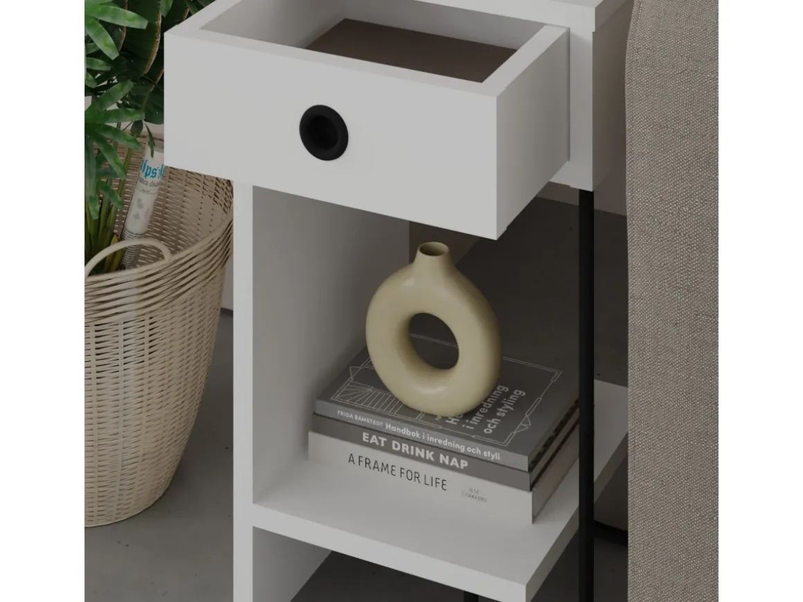 Table de chevet en bois "Sirius" - 32 x 30 x 61 cm - Blanc