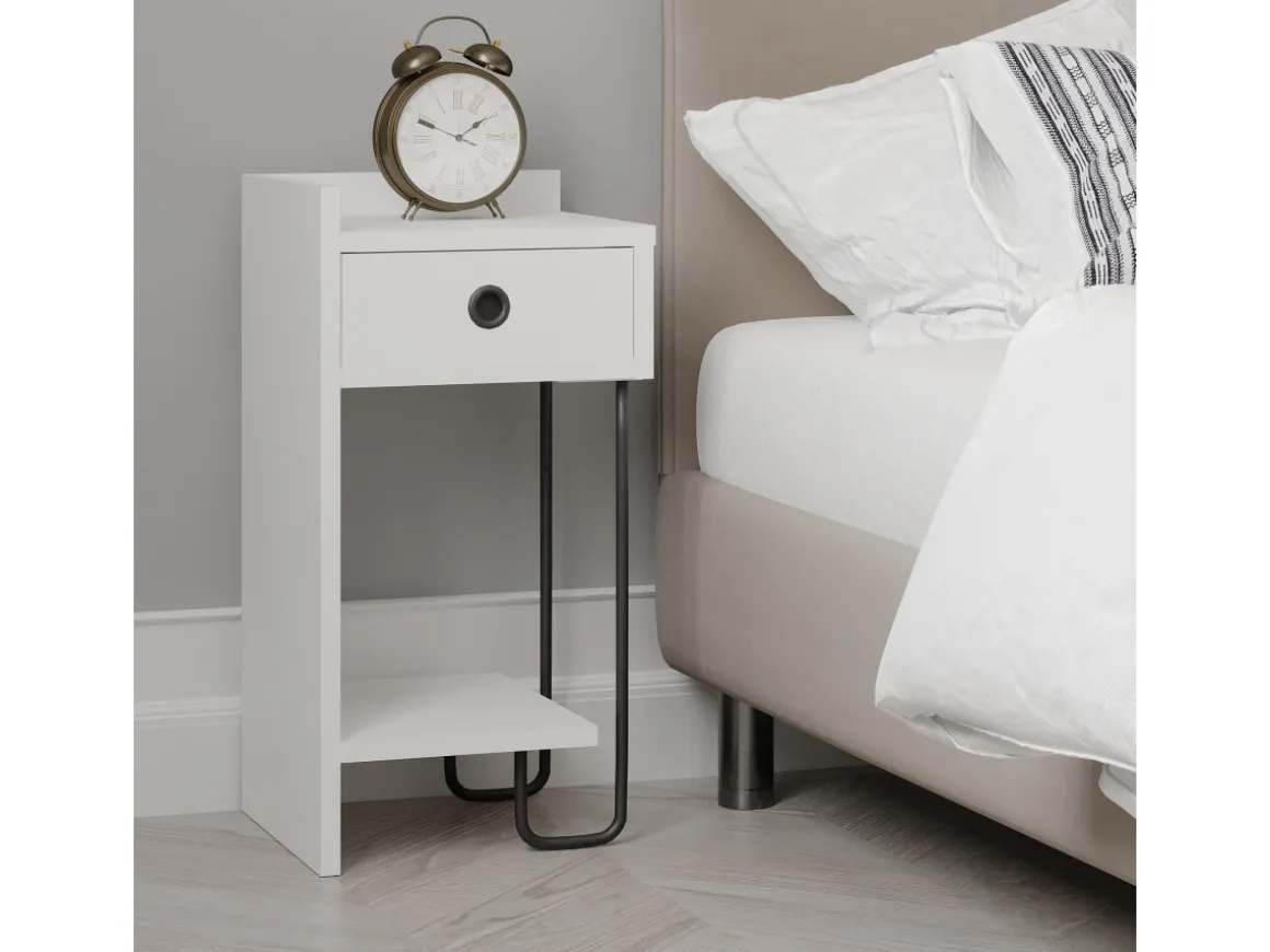 Table de chevet en bois "Sirius" - 32 x 30 x 61 cm - Blanc