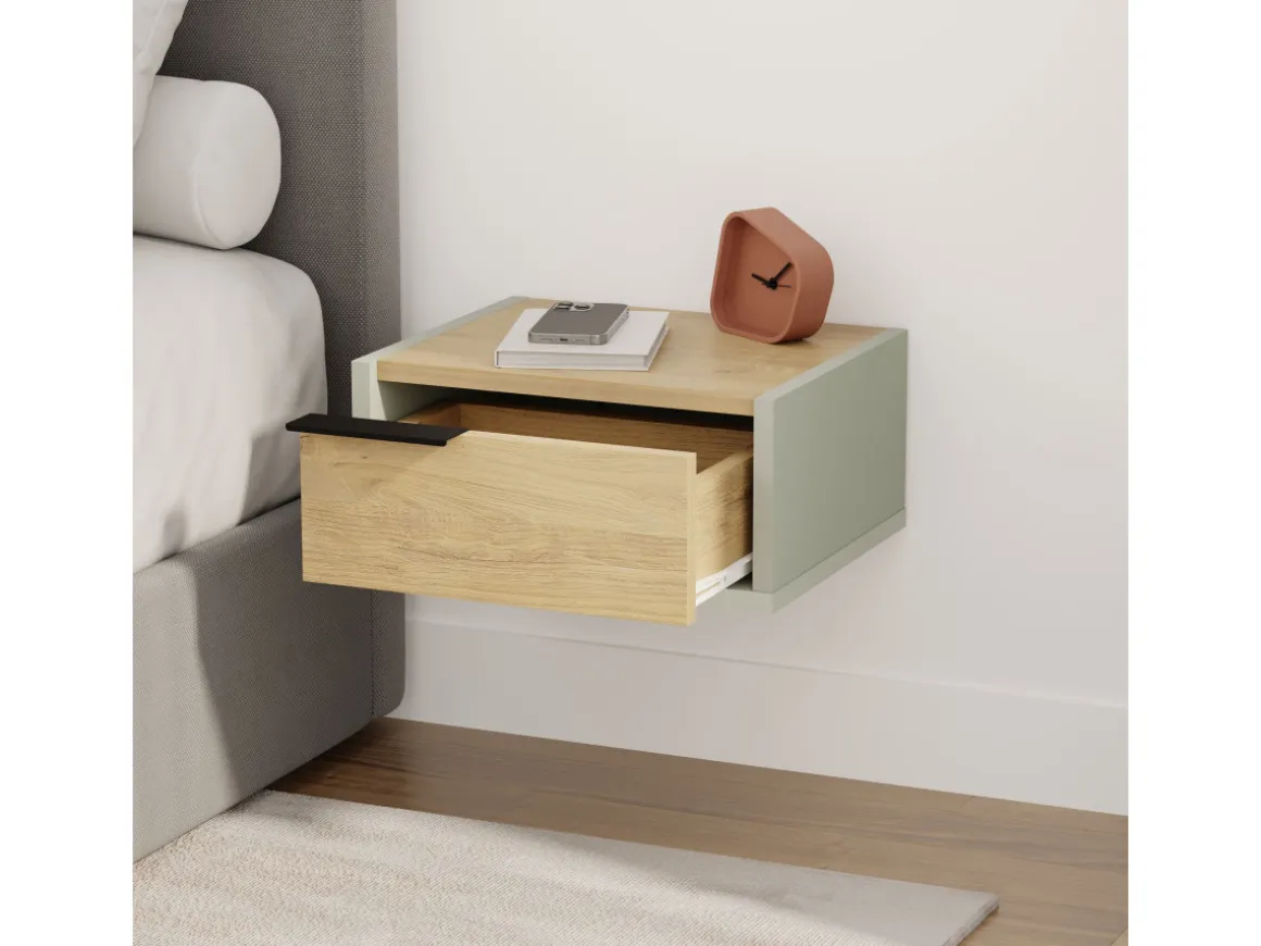 Table de chevet murale en bois "Eco" - 40 x 30 x 19 cm - Vert