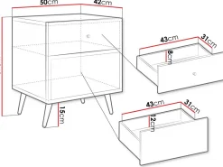 Table de chevet "Temerra " 50 x 42 x 57 cm - Noir