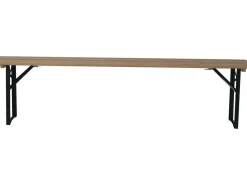 Table de jardin brasserie pliante avec 2 bancs " Lisbonne " - 176 x 46 x 75 cm -  Marron