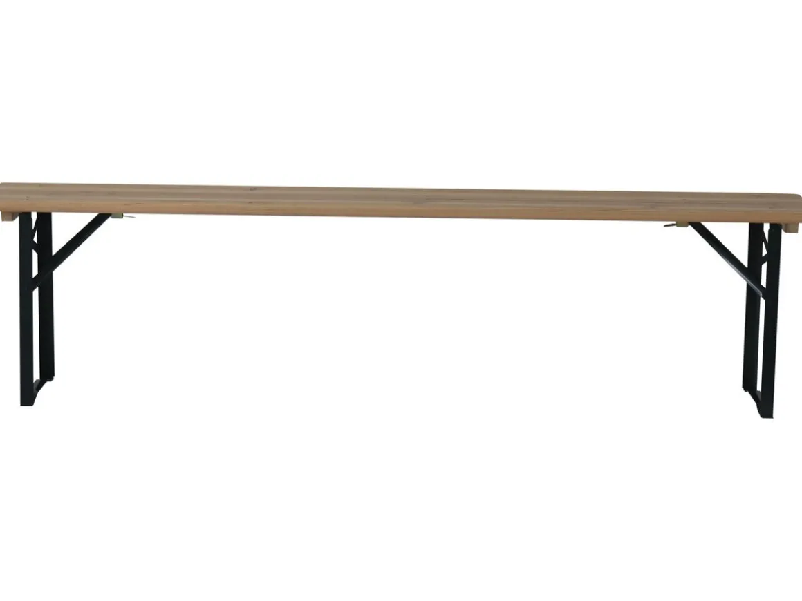 Table de jardin brasserie pliante avec 2 bancs " Lisbonne " - 176 x 46 x 75 cm - Marron