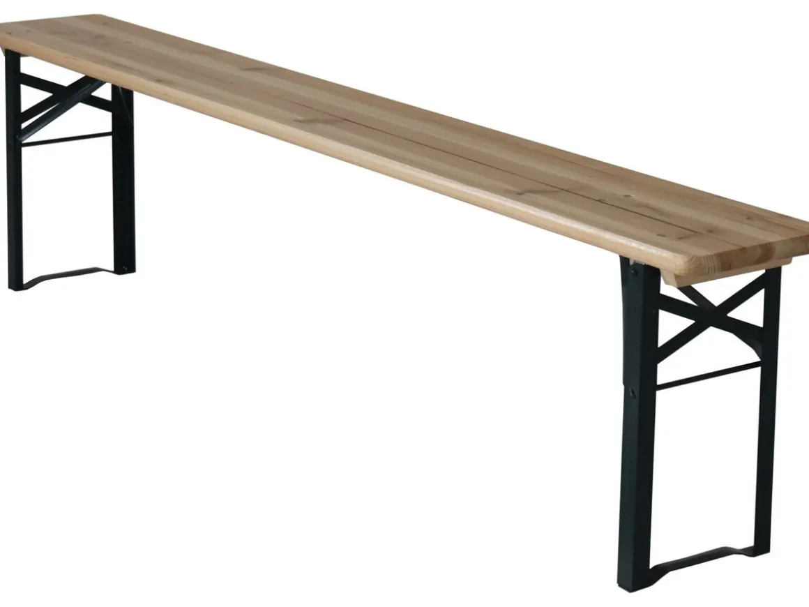 Table de jardin brasserie pliante avec 2 bancs " Lisbonne " - 176 x 46 x 75 cm - Marron