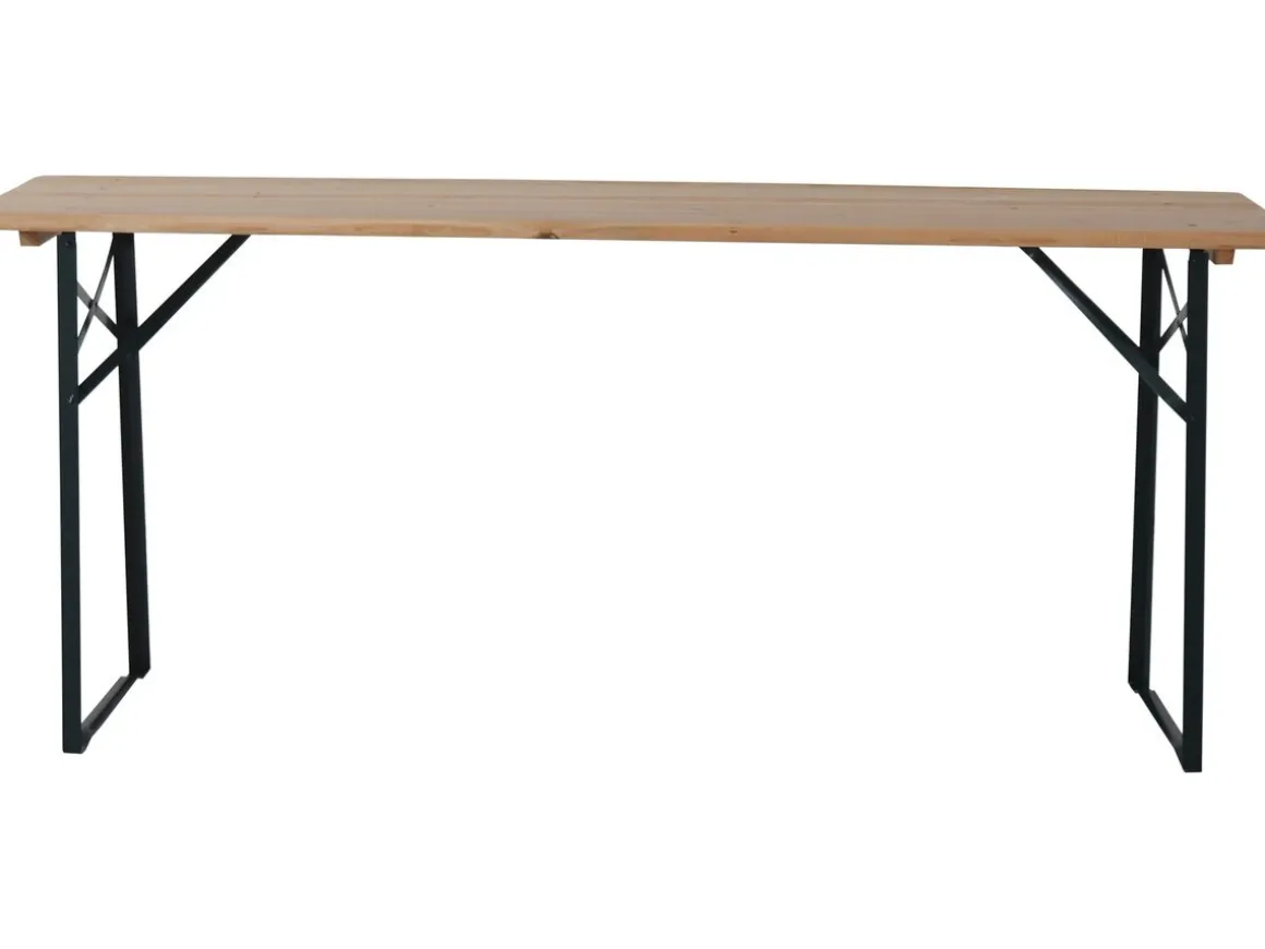 Table de jardin brasserie pliante avec 2 bancs " Lisbonne " - 176 x 46 x 75 cm - Marron