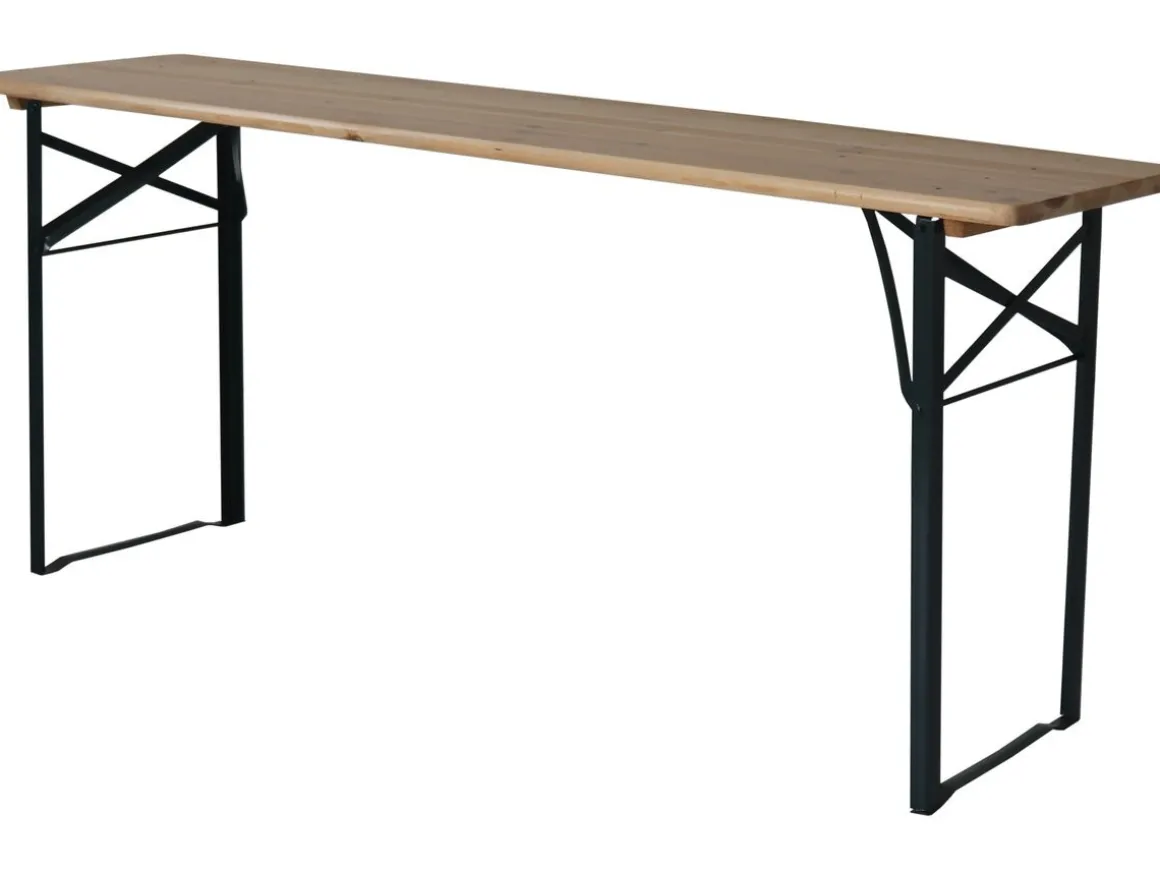 Table de jardin brasserie pliante avec 2 bancs " Lisbonne " - 176 x 46 x 75 cm - Marron