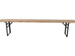 Table de jardin brasserie pliante avec 2 bancs " Lisbonne " - 218 x 59,5 x 75 cm -  Marron