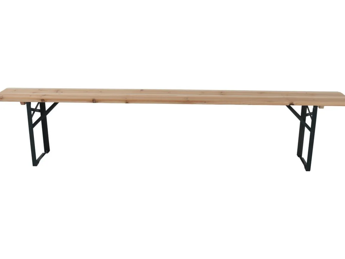 Table de jardin brasserie pliante avec 2 bancs " Lisbonne " - 218 x 59,5 x 75 cm - Marron