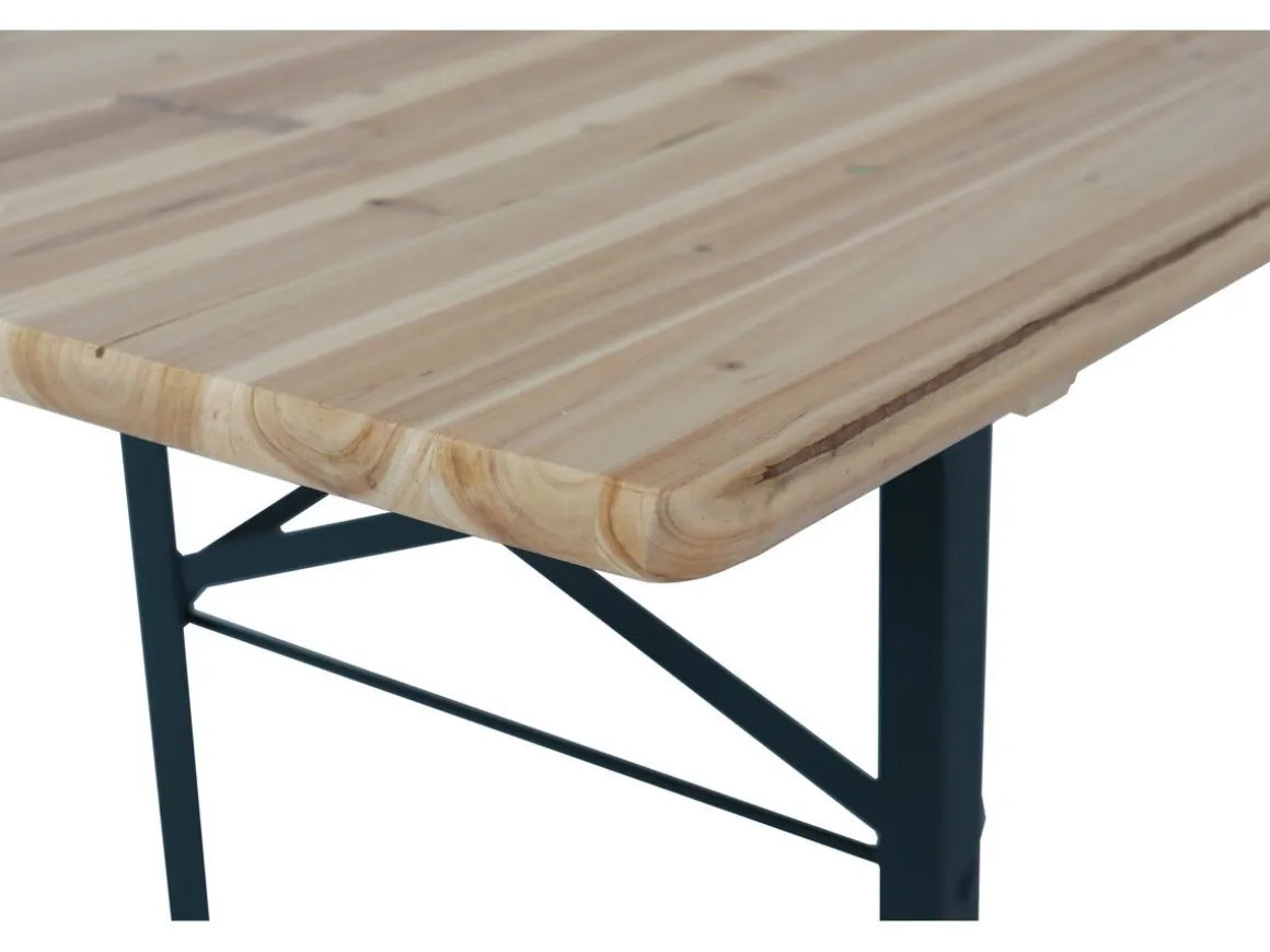 Table de jardin brasserie pliante avec 2 bancs " Lisbonne " - 218 x 59,5 x 75 cm - Marron