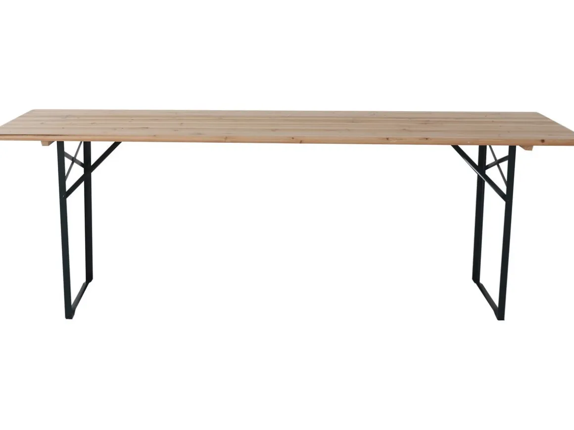Table de jardin brasserie pliante avec 2 bancs " Lisbonne " - 218 x 59,5 x 75 cm - Marron