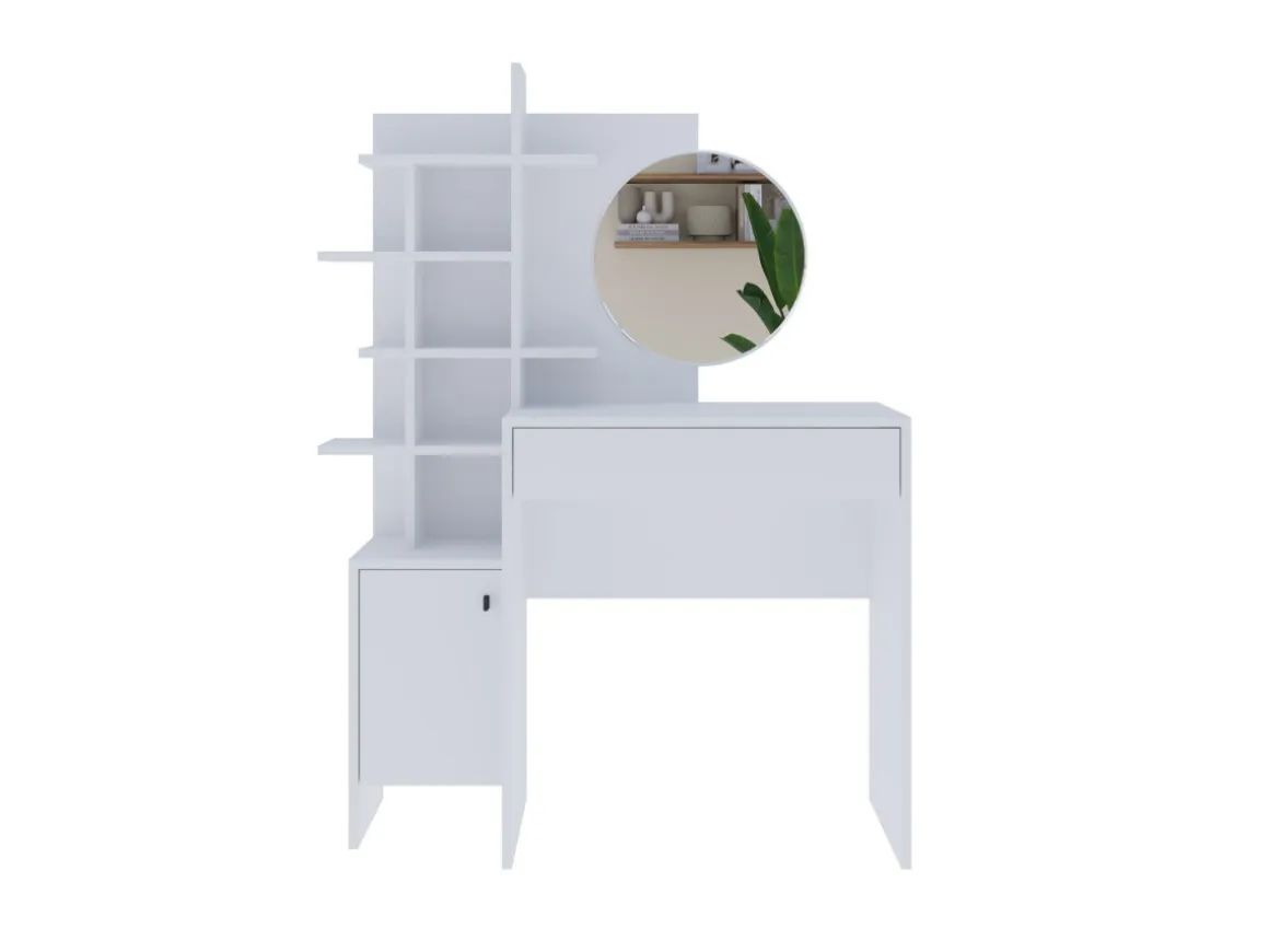 Table de maquillage en bois "Mup" 105 x 35 x 151 cm - Blanc