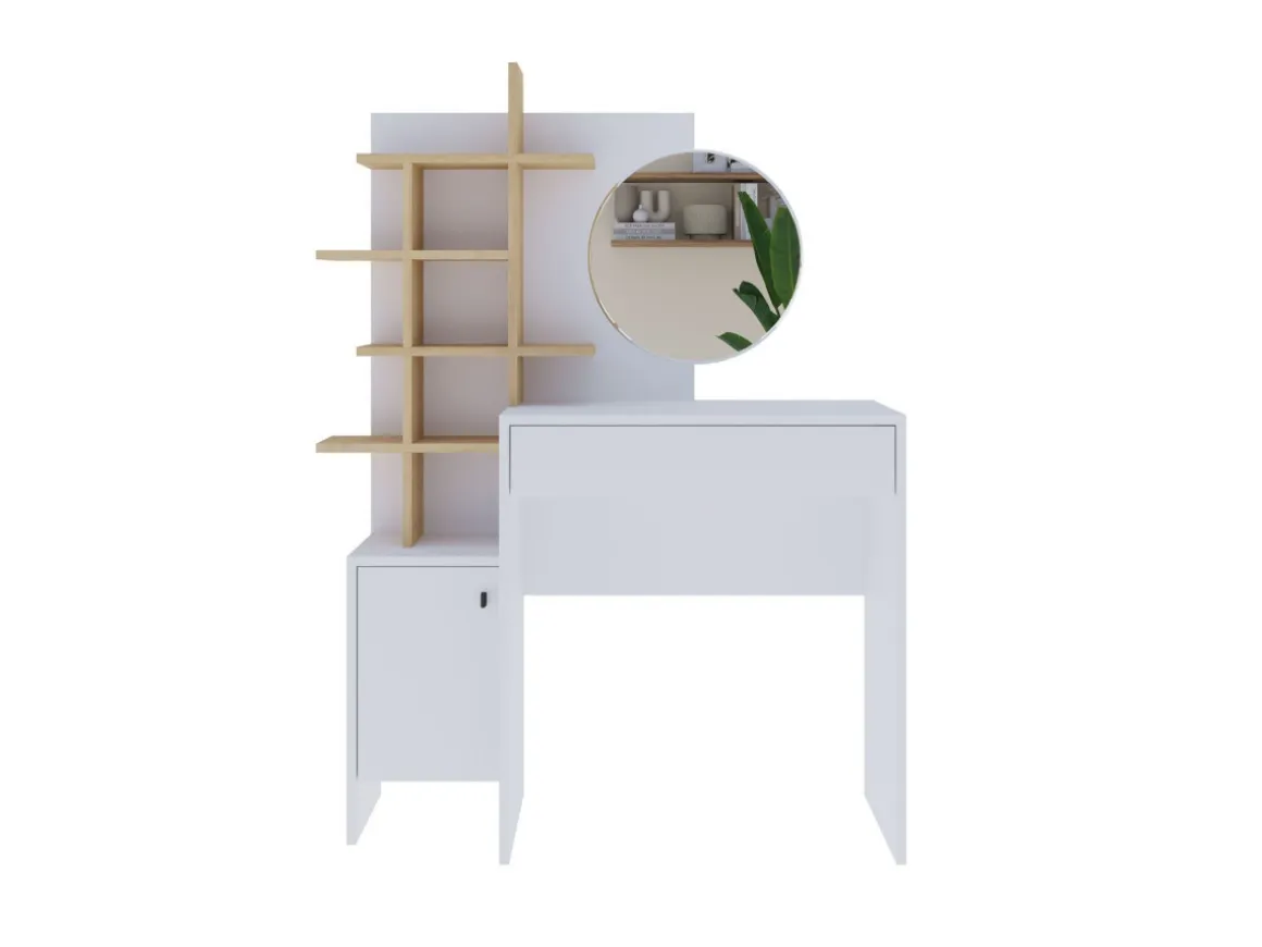 Table de maquillage en bois "Mup" 105 x 35 x 151 cm - Blanc