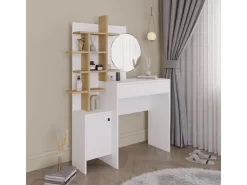 Table de maquillage en bois "Mup" 105 x 35 x 151 cm - Blanc